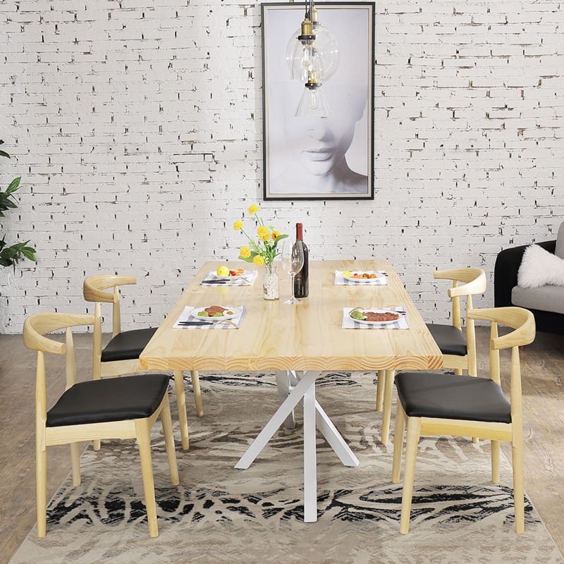Contemporary 1/2/5 Pieces Furniture Rectangle Solid Wood Dining Set in Natural