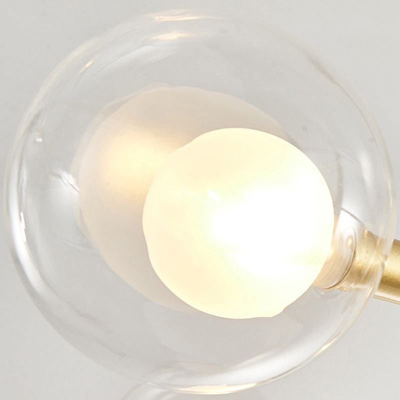 Moderner Stil Einfachheit Glas Kronleuchter klarer Ball Schatten Wohnzimmer Anhänger Licht mit polierter Metalllampe Pfosten