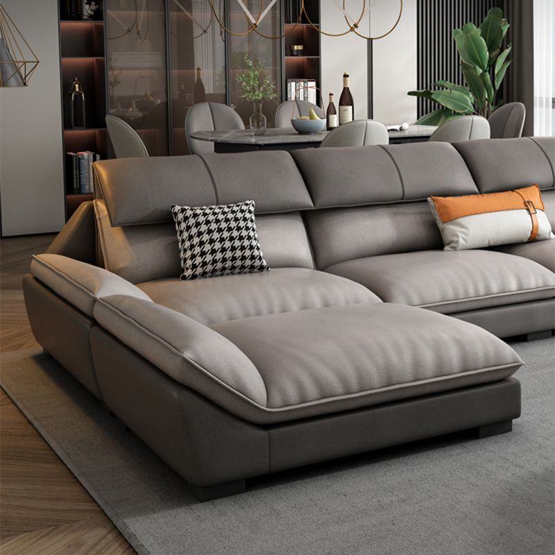 Pillow Top Arm Sectional L-shape 4-seater Faux Leather Sectional