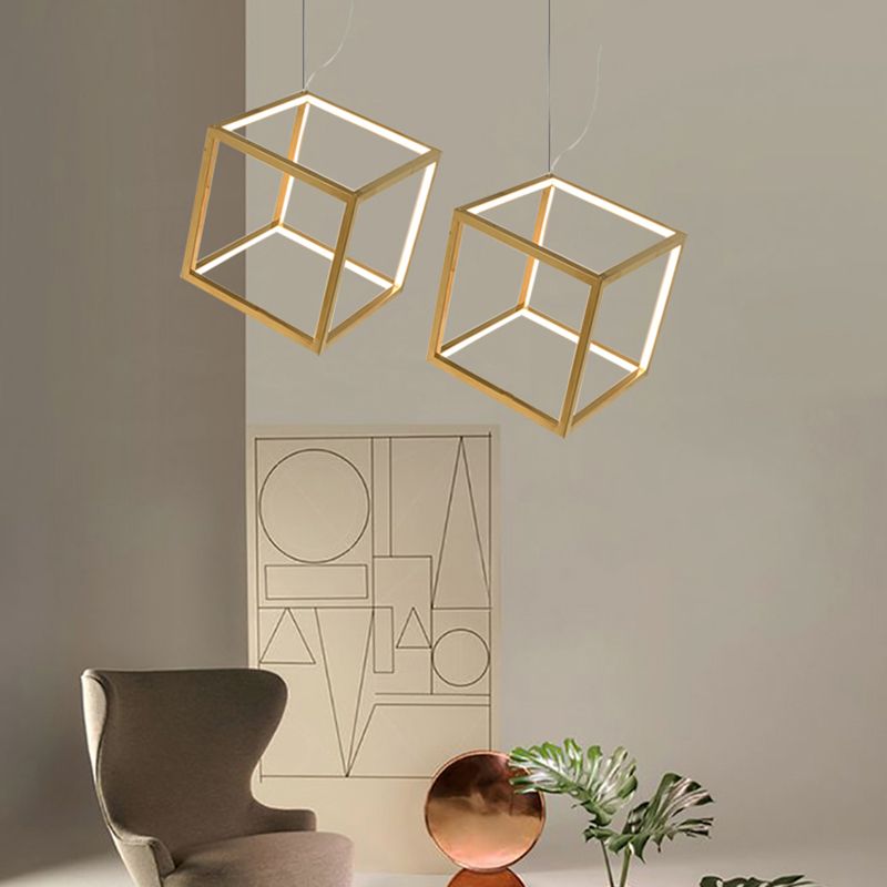 Lampe à suspension géométrique nordique Aluminium Salon LED Pendard Lightture en or