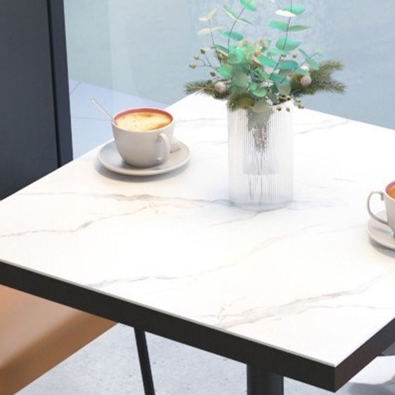 Sintered Stone Dining Table Industrial Square Dining Table with Metal Base