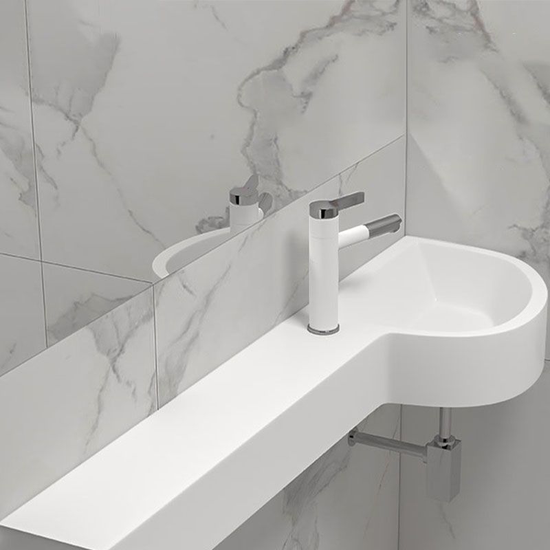 Contemporary Bathroom Sink Man Made Rock Specialty Wall Mount Bathroom Sink without Faucet