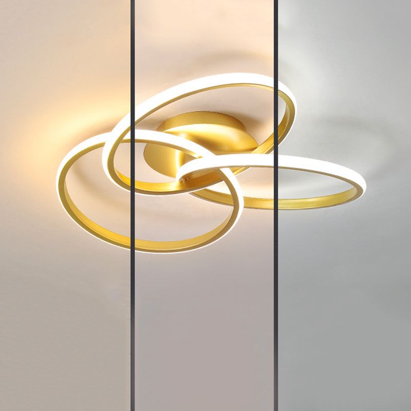 3-Lights Circular Semi Flush Mount Ceiling Lighting Fixture Modern Style Metal Flush Light