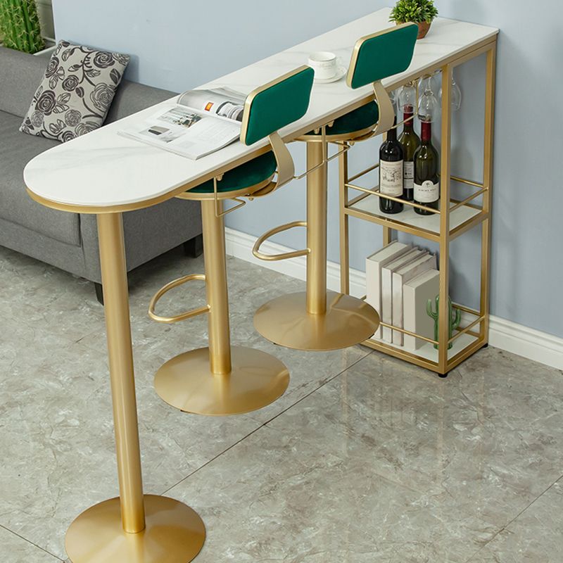 Modern Free Form Bar Dining Table Metal and Stone Bar Table for Living Room