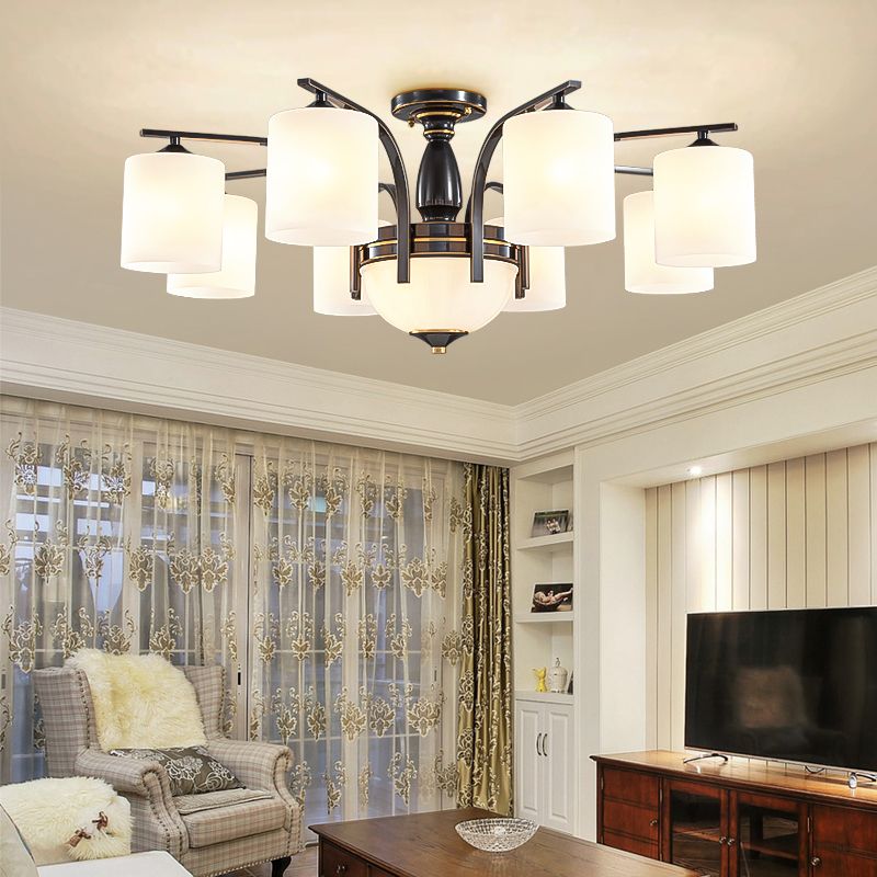 American Style Copper Ceiling Light Cylinder Shape Ceiling Lamp for Bedroom