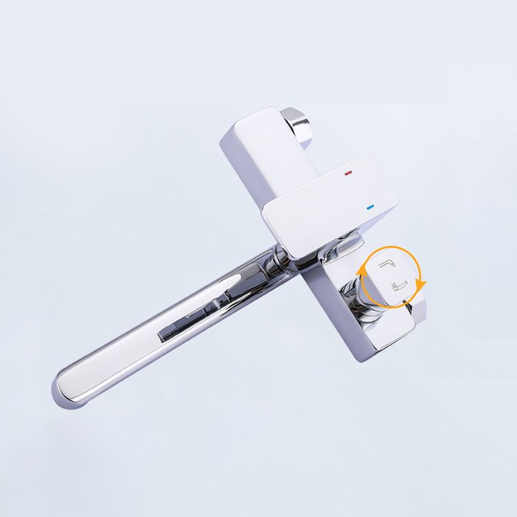 Chrome Polished Bathroom Faucet Wall Mount Swivel Spout with Handheld Shower