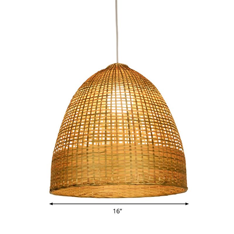 Lámpara de techo con forma de beige moderna 1 iluminación de bambú de bambú iluminación