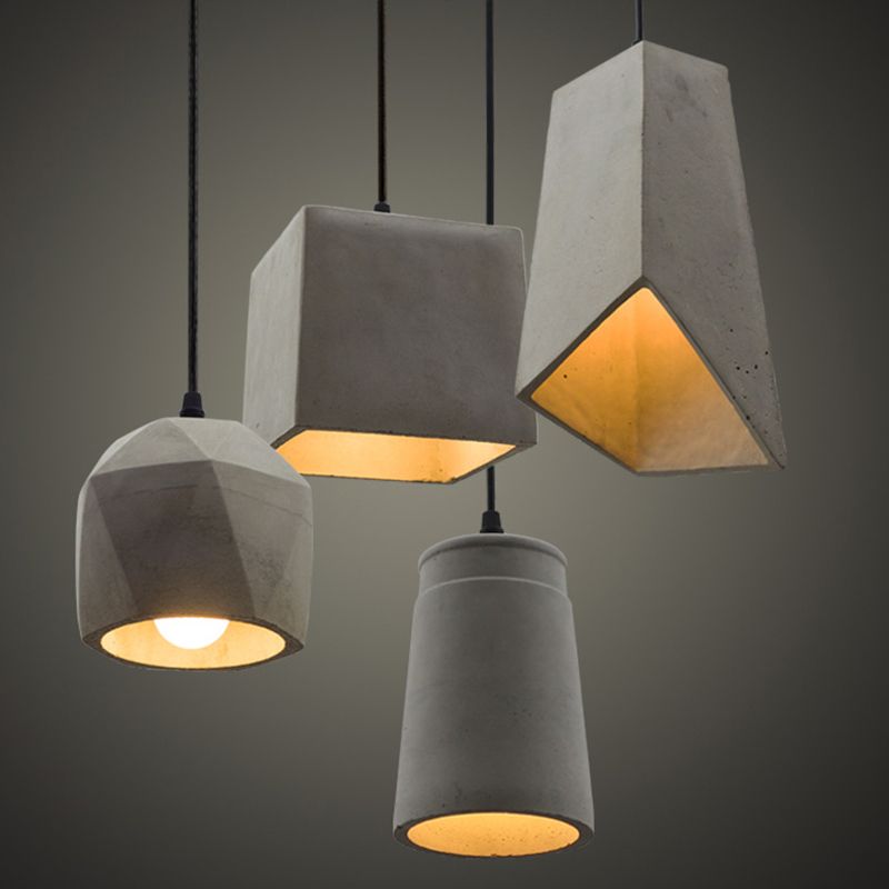 Grijze hoorn gesuspendeerde verlichting armatuur eenvoud 1-licht cement hangend licht voor restaurant