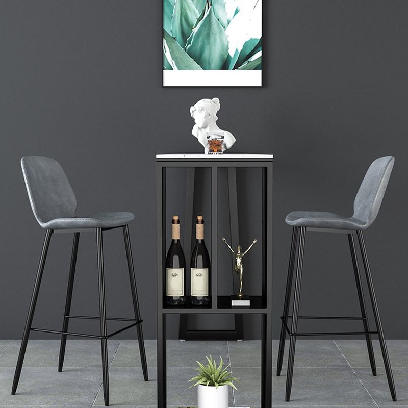 Metal Low Back Dining Stools Contemporary Armless Bar Stools with Footrest
