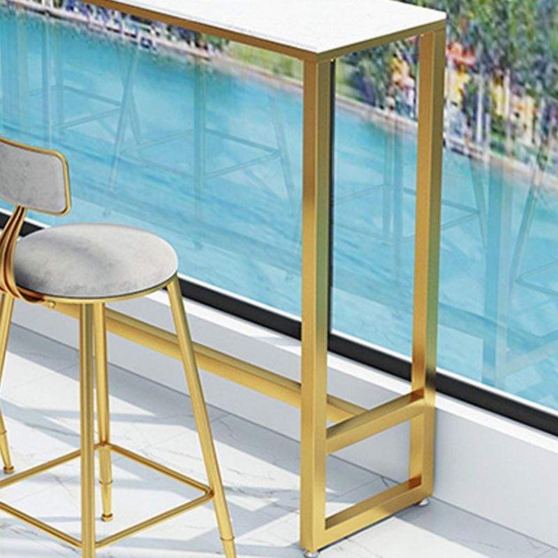 Glam Bar Height Table Faux Marble Top Bistro Bar Table with Trestle Base