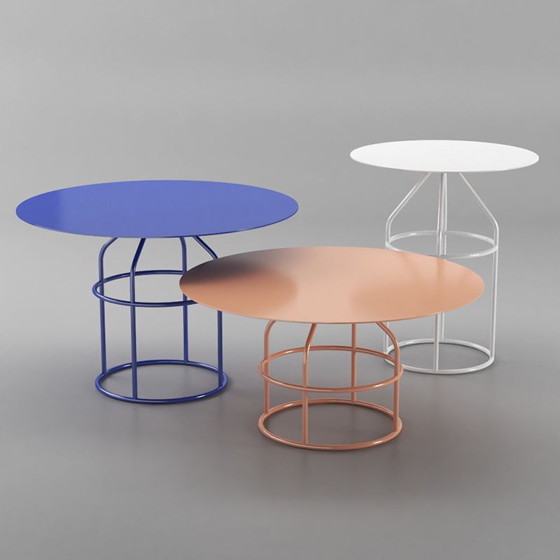Frame Shaped Base Design Cocktail Table Multi-color Selection of Metal Round Coffee Table