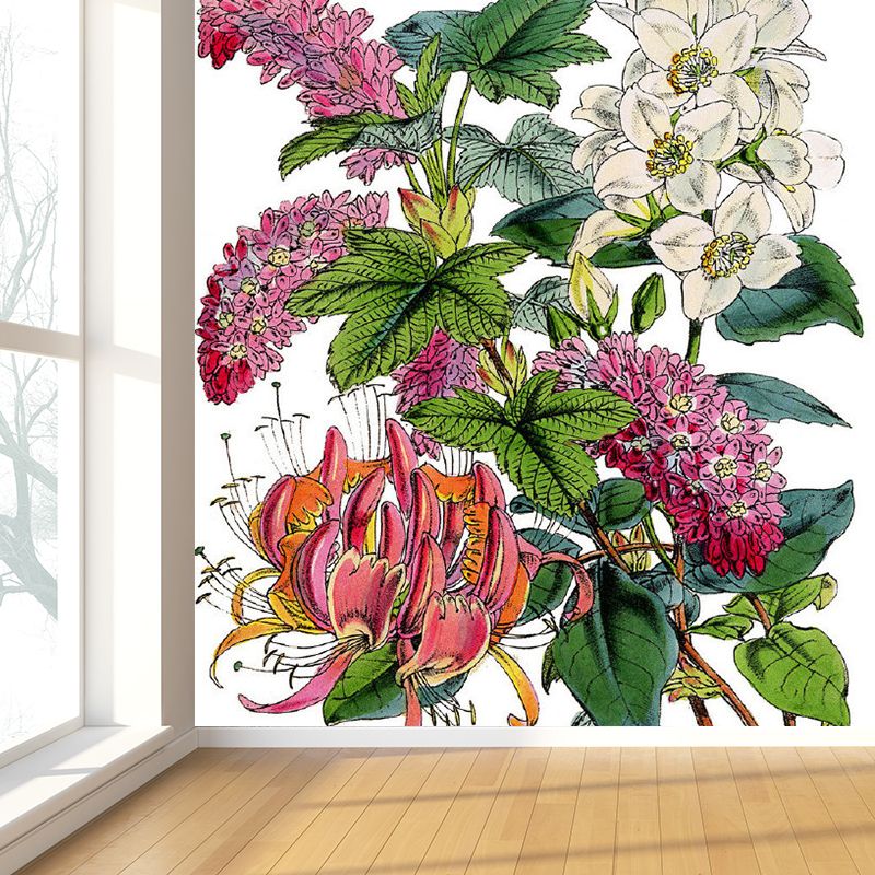 Stain Resistant Flowers Wall Mural Non-Woven Contemporary Wall Decor for Girls Room