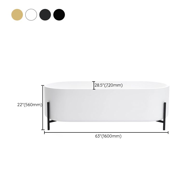 Oval Stone Soaking Bathtub Antique Finish Back to Wall Bath Tub