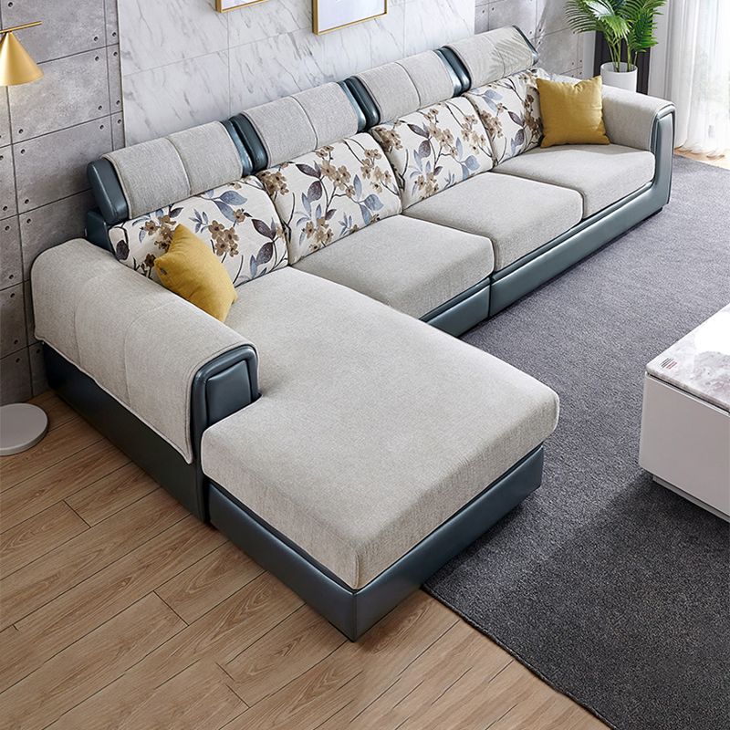 Modern Gray Cushions Sofa & Chaise 5-Seater 139.37" L Square Arm Sectional Sofa