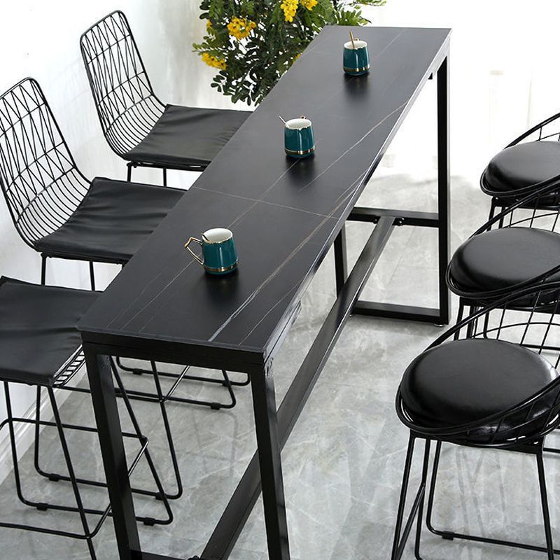 Faux Marble Counter Dining Table Contemporary Metal Base Counter Wine Table