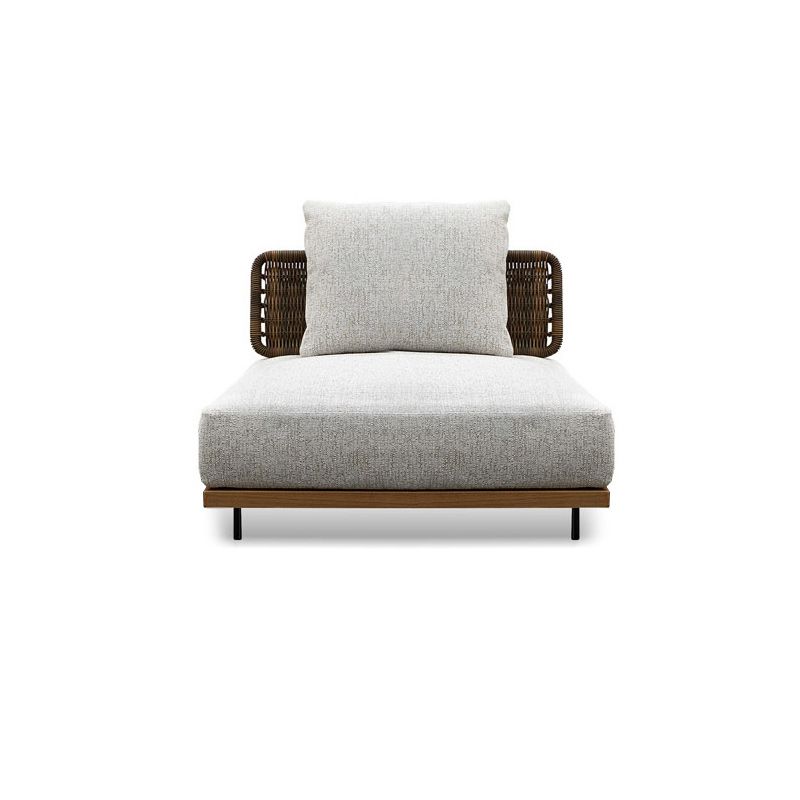 Rattan Outdoor Patio Sofa Wood Tropical Patio Sofa with Cushions