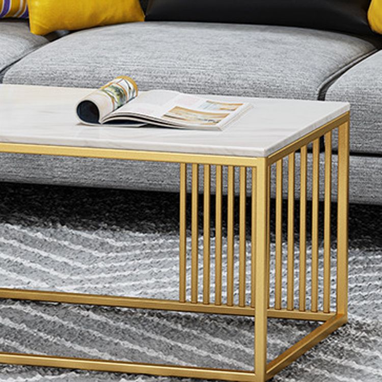 White Marble Top Coffee Table Metal Frame Coffee Cocktail Table