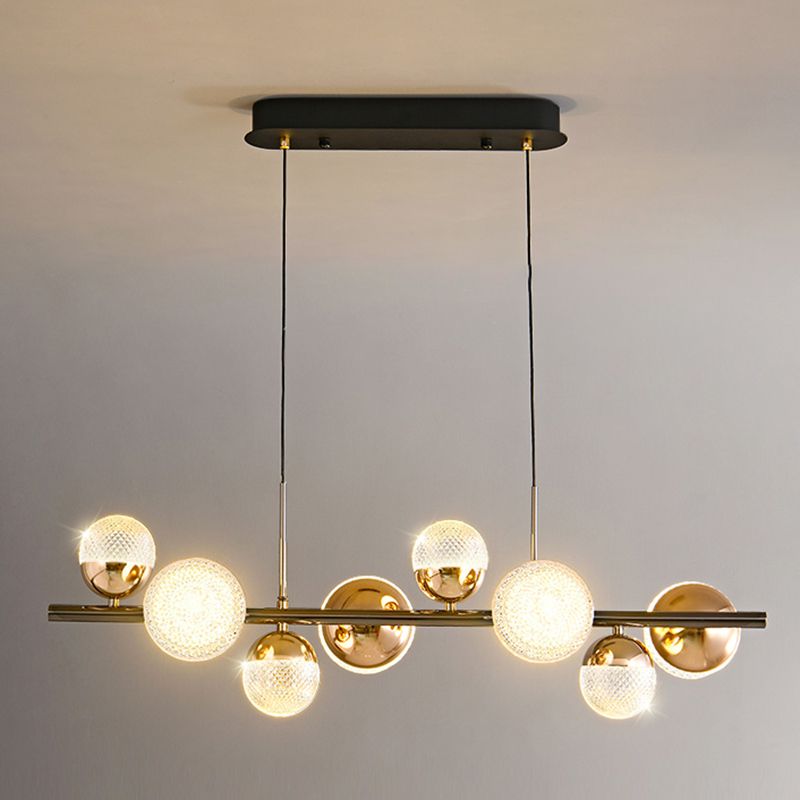 8-Light Globe Island Light Fixtures Modern Metal Kitchen Pendant Lights with Acrylic Shade