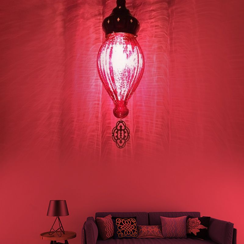 Teardrop Red/Pink/Yellow Suspension Pendant Traditional 1/4 Heads Hanging Light Kit for Living Room