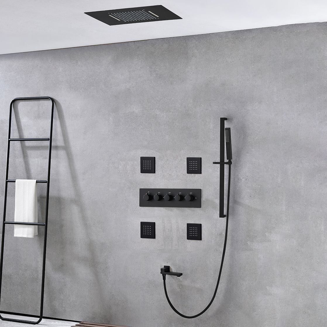 Modern Shower Trim Brass Body Jets Adjustable Shower Head Shower System