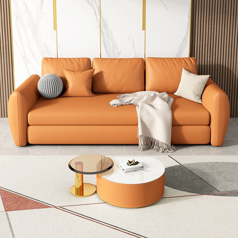 33"W Scandinavian Sofa Bed Leather Pillow Included Sleeper Sofa