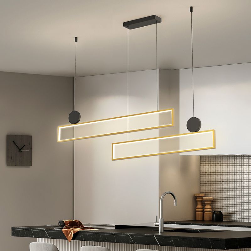 Rechteck Form Island Lichter moderne Metallinselbeleuchtung in Gold