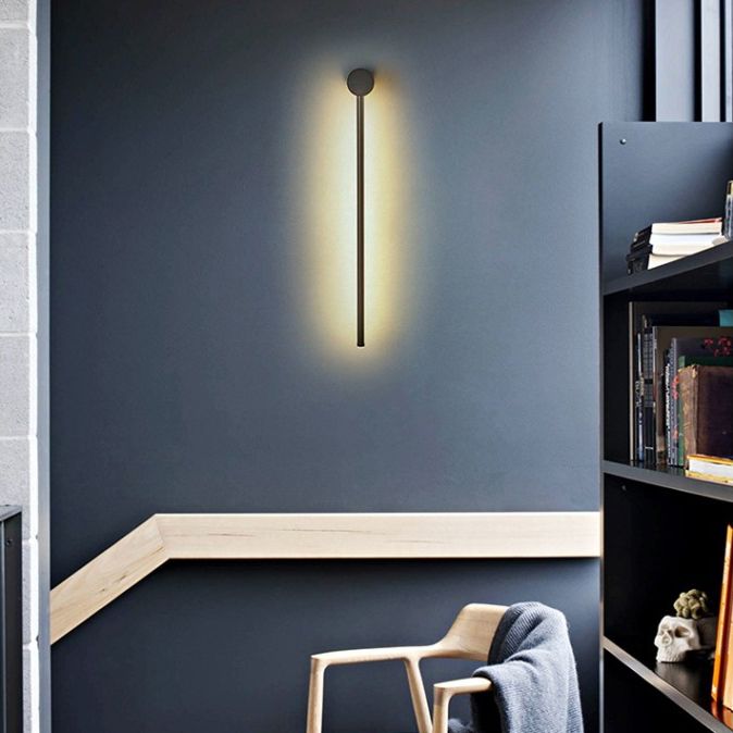 Modern Concise LED Wall Sconce Wrought Iron Linear Wall Lamp with Acrylic Shade