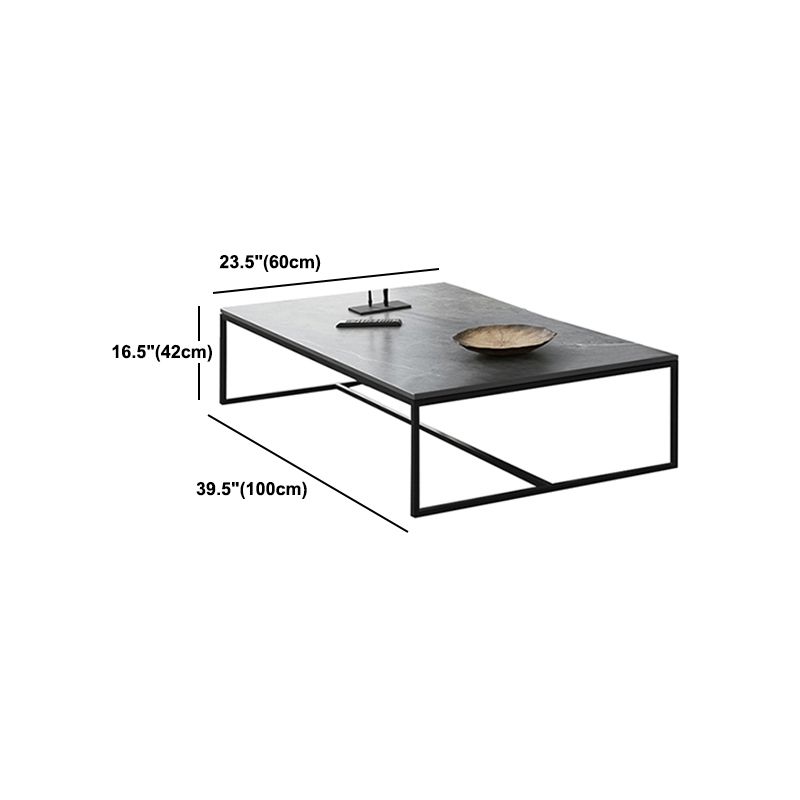 Rectangle Cocktail Table Slate Four Legs Coffee Table Light Grey