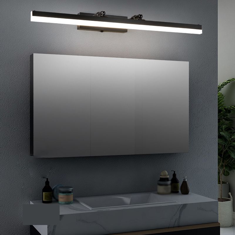 Metal Straight Wall Lamp Nordic Style Black LED Mirror Light for Bathroom