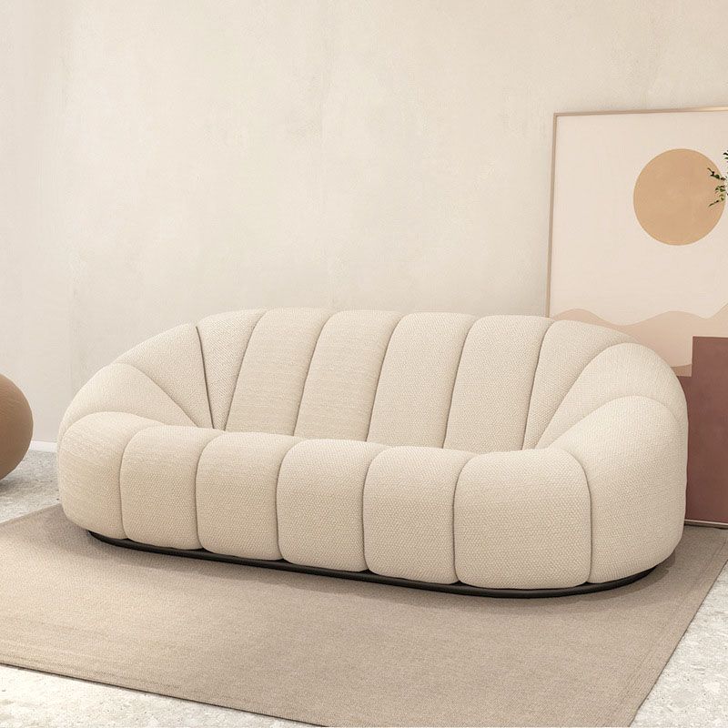 Beige Chenille Curved Sofa Modern 1/2/3-Seater Statement Sofa
