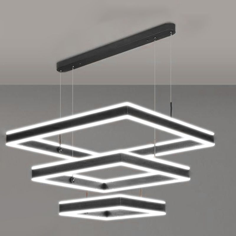 Modern Square Chandelier Light Fixtures Multi-Tier Hanging Pendant Lamps for Living Room