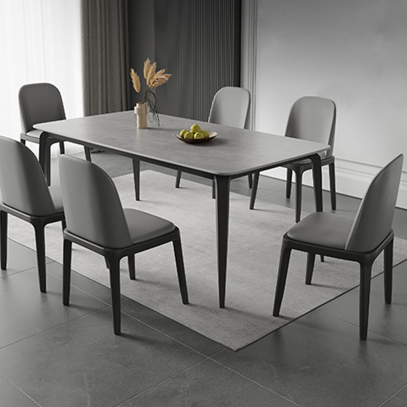 Modern Style Furniture Rectangle Stone Dining Room Table in Grey