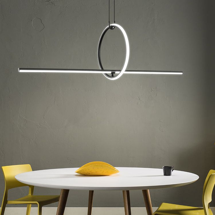 Lineair eilandverlichtingsideeën Modern Metal 2 Light Island Lights in Black