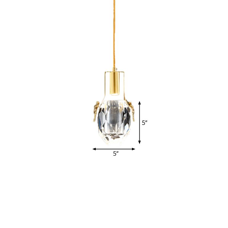 LED Mini sospensione Lucile dell'acqua moderna Ciordino a cristallo smusso chiaro in oro con ornamenti di dragonfly
