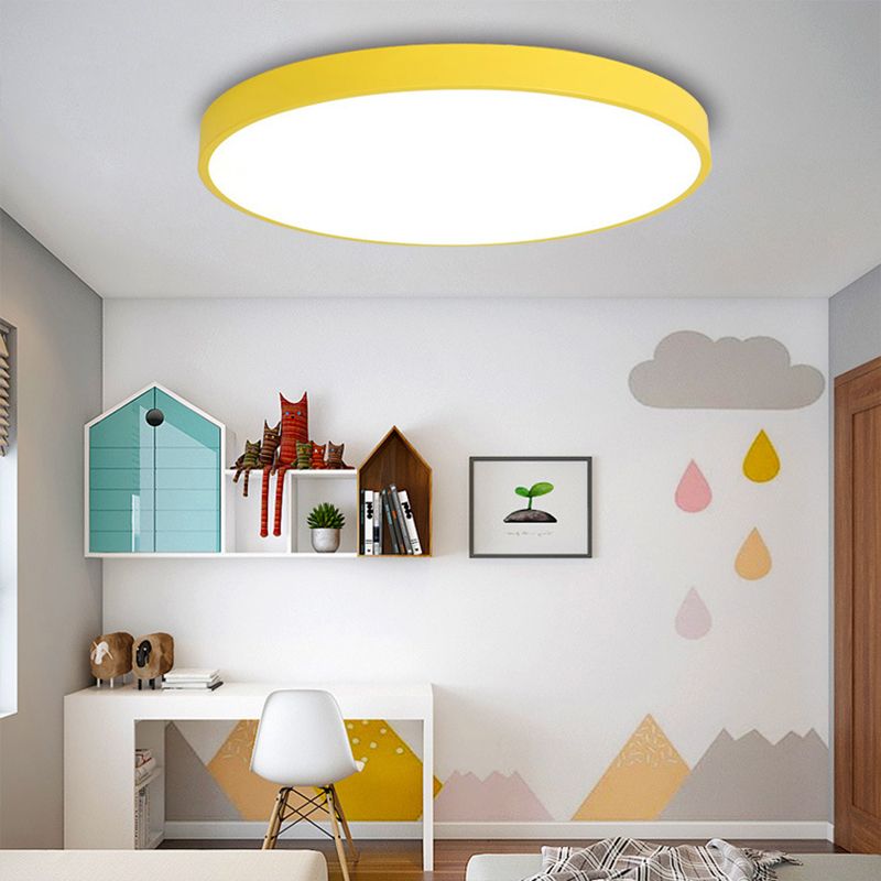 1-Light Round Flush Ceiling Light Fixture Modern Style Metal Led Flush Mount