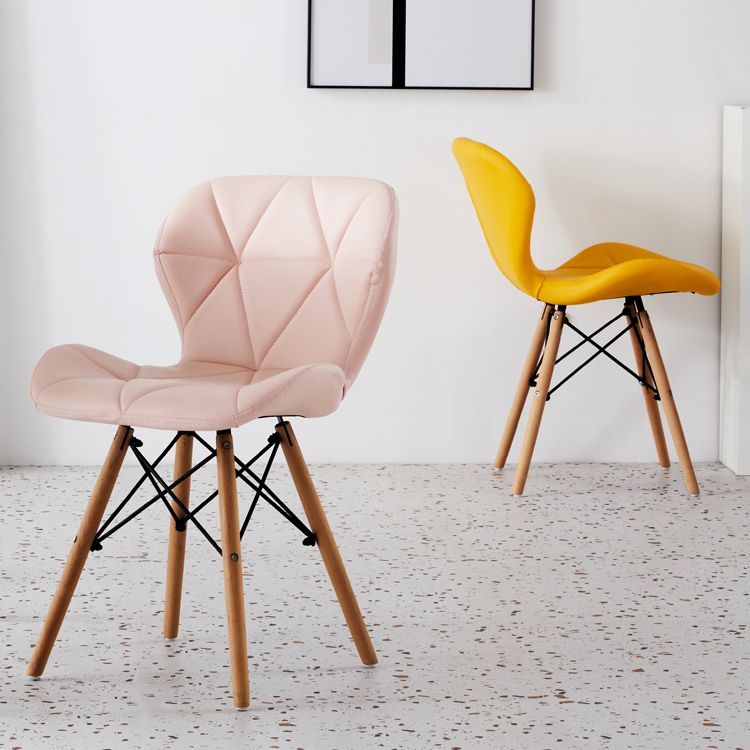 Casa silla lateral contemporánea silla de comedor de madera tapizada a ala