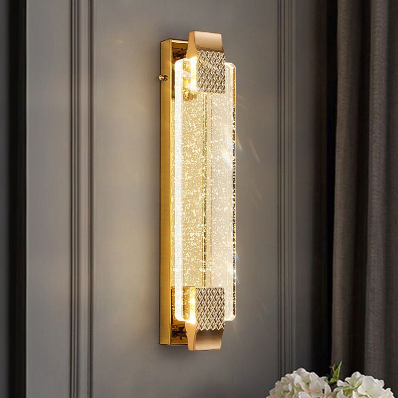 Golden Single Contemporary Bathroom Vanity Light Crystal LED Bath Bar