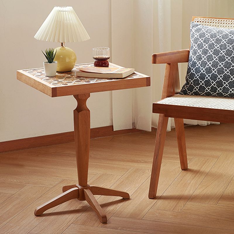 Modern Solid Wood End Table Pedestal Corner Table for Living Room