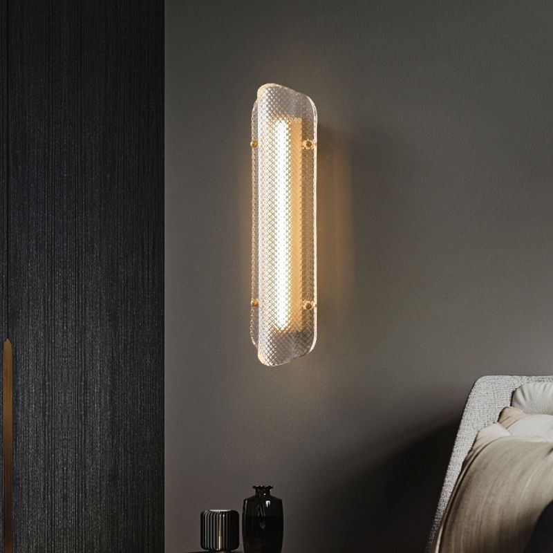 LED Modern Metal Wall Sconce Geometric Shape Wall Light with Glass Shade for Bedroom
