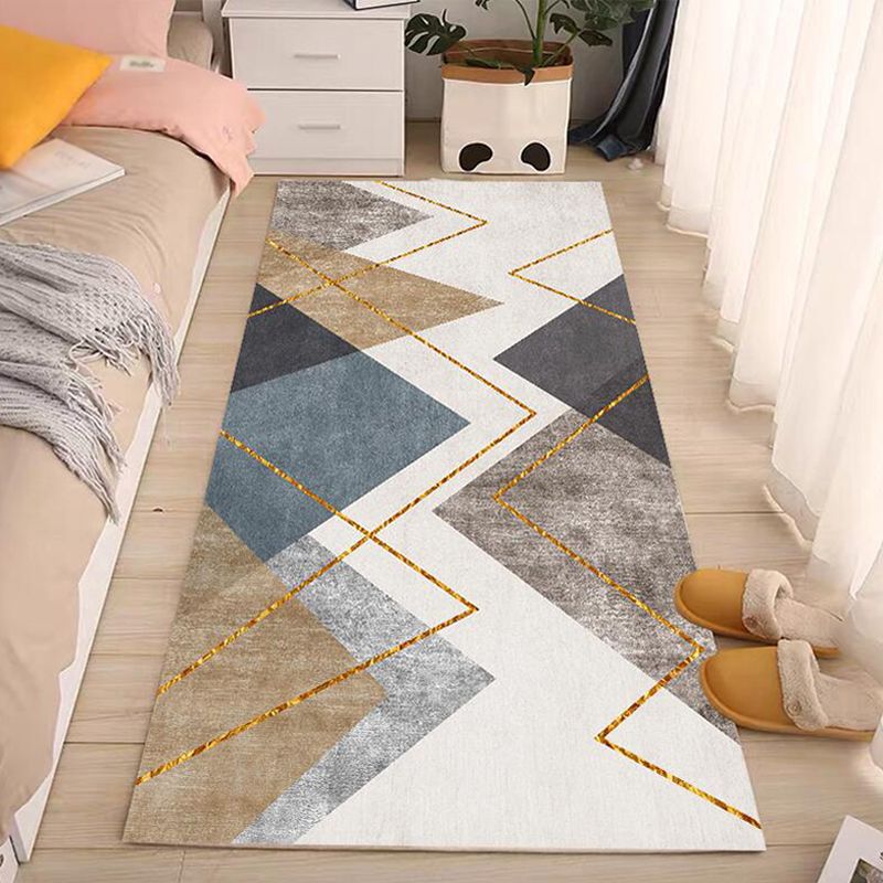 Gold Modern Rug Polyester Abstract Pattern Rug Washable Rug for Living Room