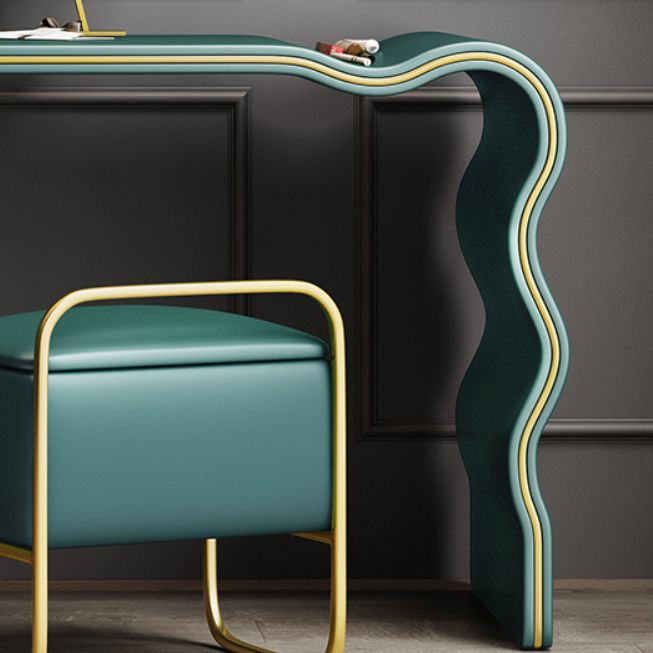 Vanity Faux Leather Makeup Dressing Table with Mirror and Stool Set