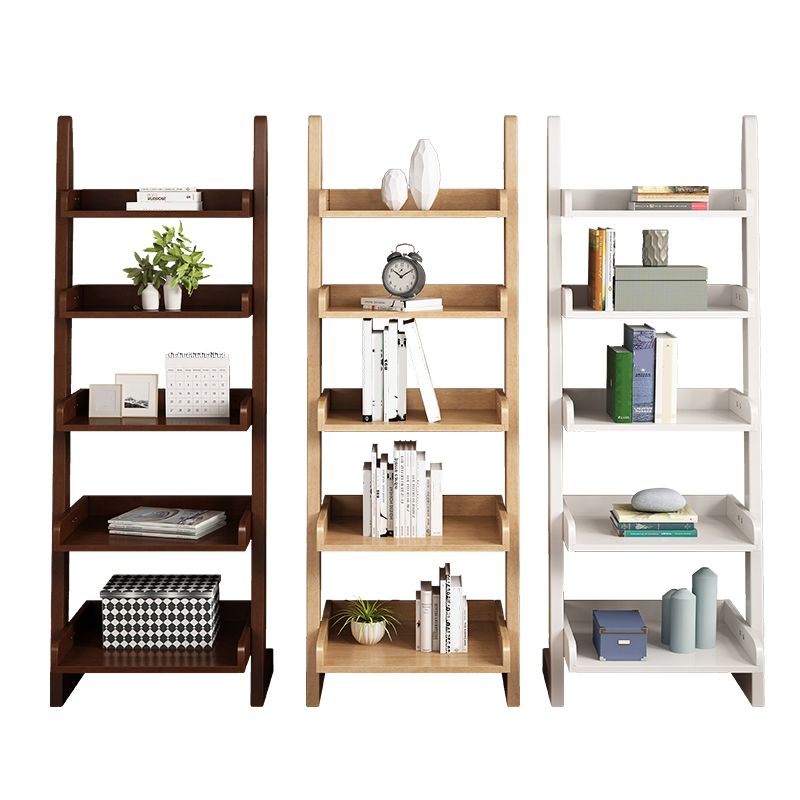 Ladder Open Back Standard Bookshelf Modern Style Wooden Bookcase