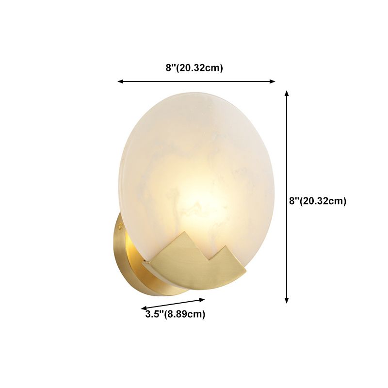 Brass Round Wall Light Postmodern 8" Wide Wall Sconce in Gold for Living Room
