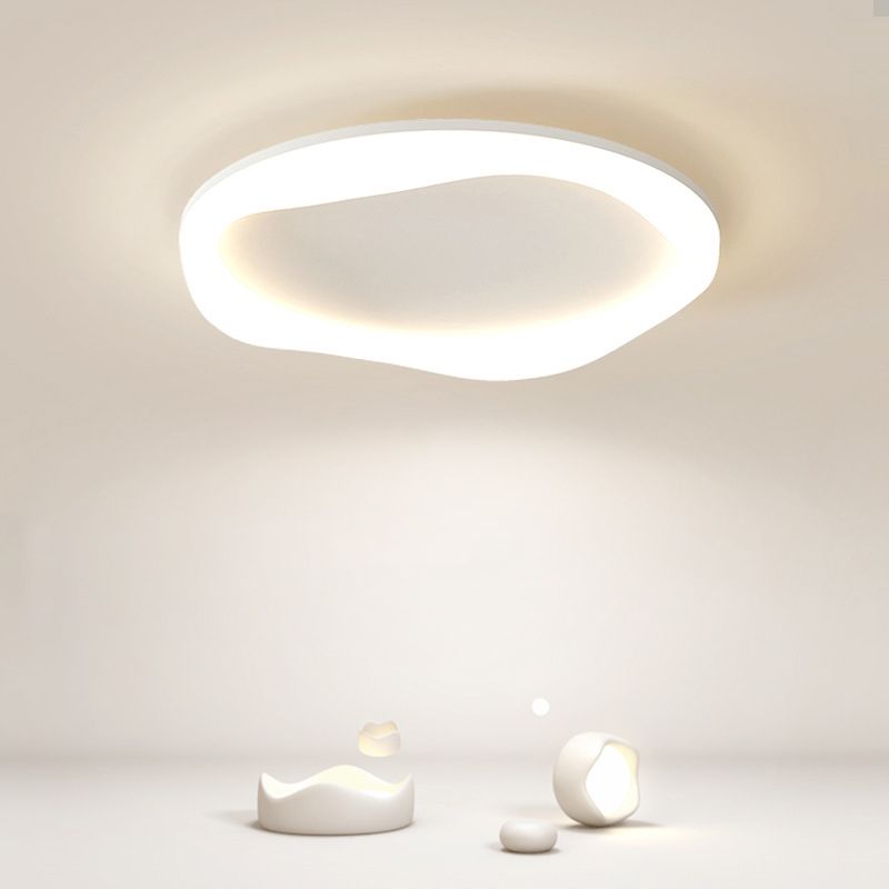 Ring Shape Flush Light Modern Style Metal 1 Light Flush Mount in White