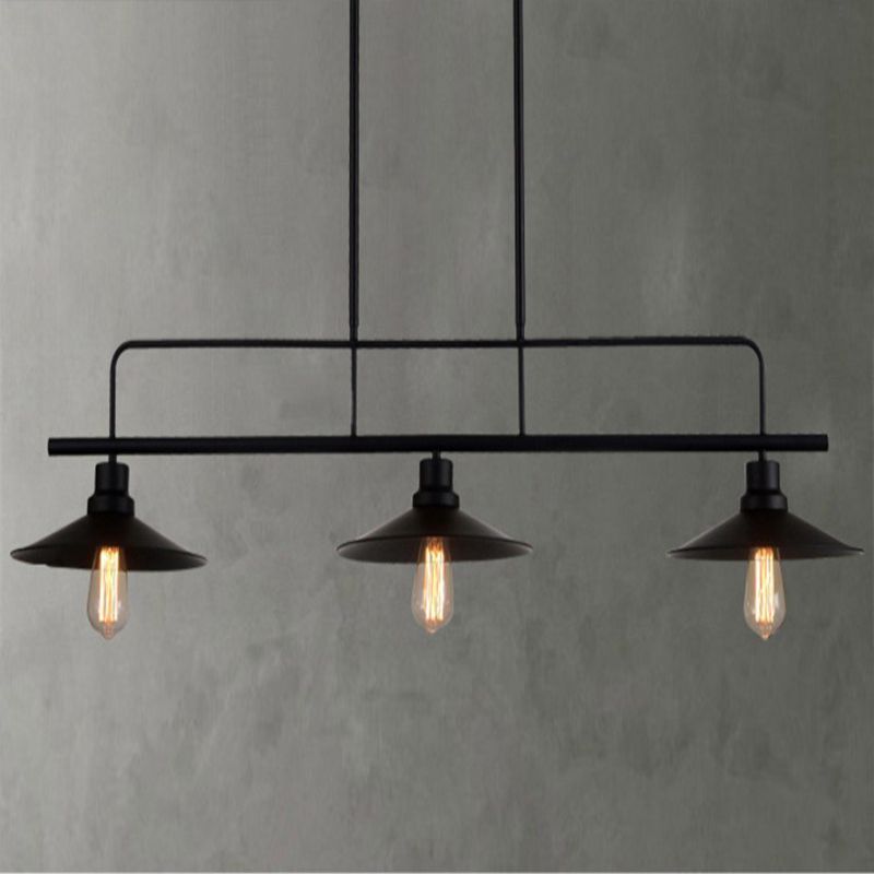 Black Geometric Island Pendant Light in Industrial Concise Style Wrought Iron Ceiling Light for Commercial Place