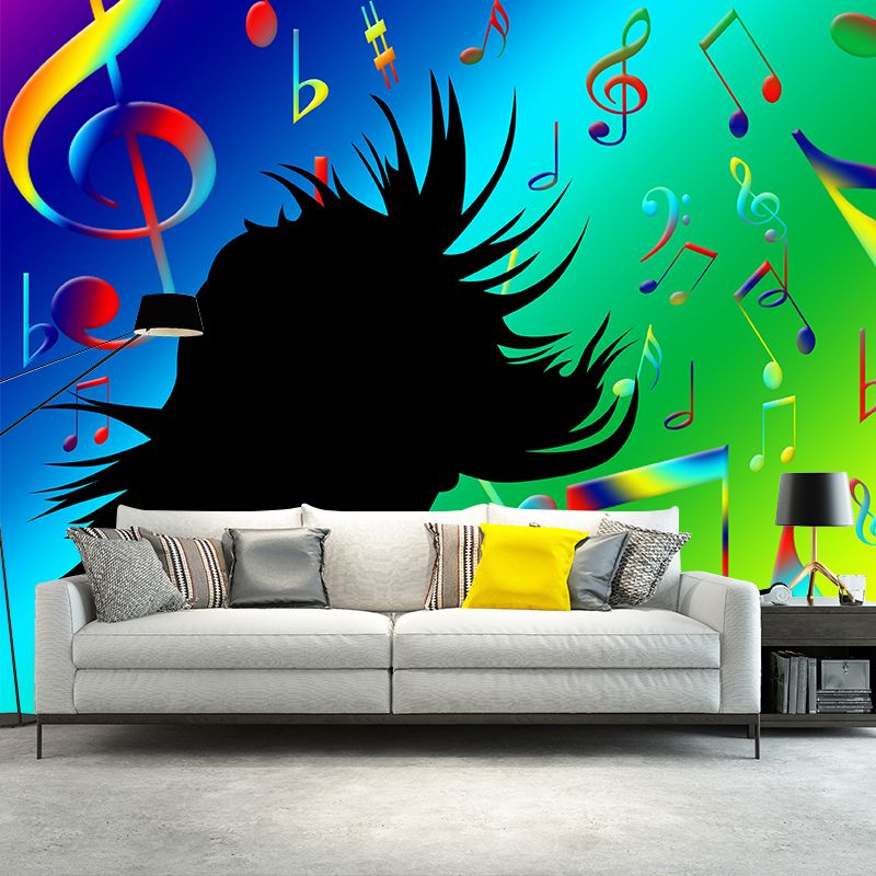 Modern Style Wall Mural Wallpaper Musical Notes Bedroom Wall Mural