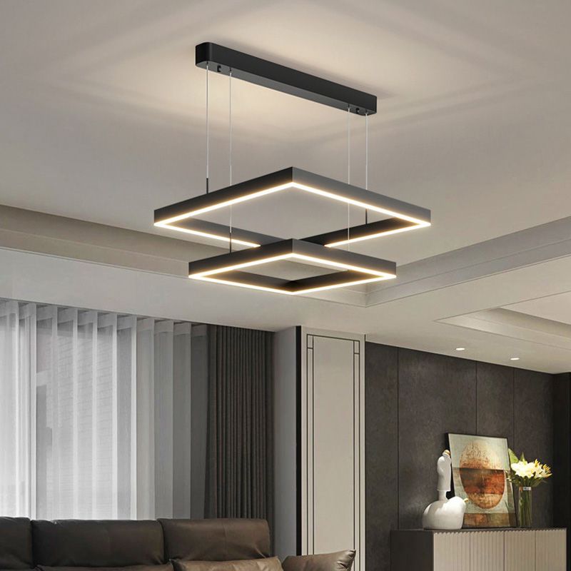 Luz de lámparas de lámparas de araña cuadradas de dos niveles simples de dos niveles