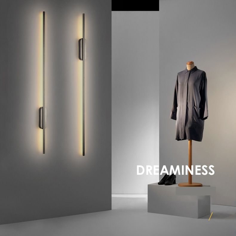 Iluminación de pared lineal negra Acrílico moderno 1 luz de pared de luz luz para el dormitorio