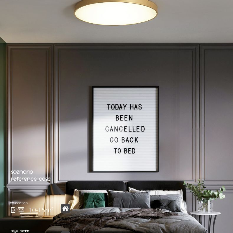 Simplicity Round Shape LED Ceiling Lamp Modern Bedroom Corridor Lighting Fixture Light with Gold Baking Paint Bezel