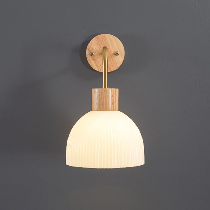 Modern Simple Wooden Wall Light Dome Shape Wall Lamp for Living Room